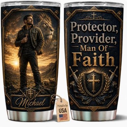 Personalized Christian Gifts For Men - Warrior Christ Religious Faith Tumbler V16 - A Child Of God Man Of Faith Bible For Dad, Husband, Grandpa on Fathers Day, Christmas, Birthday - color: CH-VAR-16