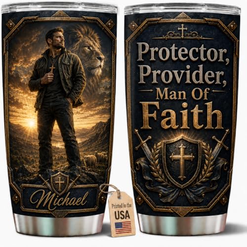 Personalized Christian Gifts For Men - Warrior Christ Religious Faith Tumbler V16 - A Child Of God Man Of Faith Bible For Dad, Husband, Grandpa on Fathers Day, Christmas, Birthday - color: CH-VAR-16