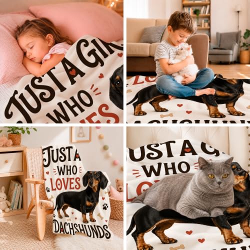 Dachshund Throw Blanket Just A Girl Who Loves Dachshunds Gifts 60''X80'' - color: Dachshund, size: 60''x80''