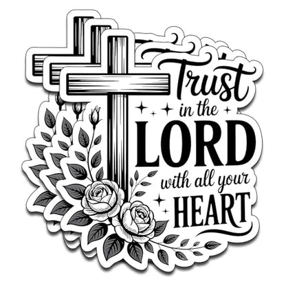(3PCS) Trust in The Lord with All Your Hear Vinyl Sticker Pack Durable Waterproof Stickers for Laptop Water Bottle Car Bumper Phone Case - color: Trust in the Lord With All Your Heart