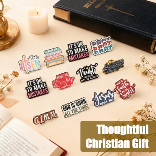 Huquary 36 Pcs Bible Lapel Pin Set Christian Faith Enamel Pins Jesus Verse Lapel Religious Gifts Christ Bible Verses Gifts
