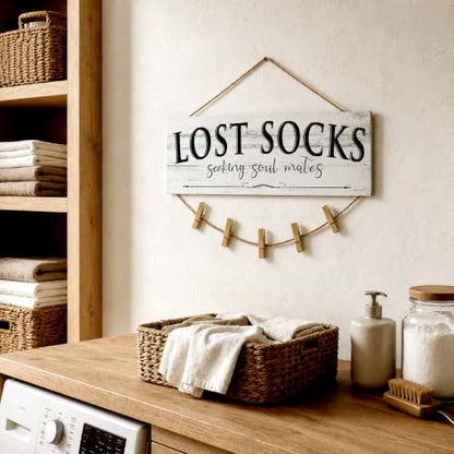 Laundry Room Signs Lost Socks Hanging Decor Wall 6" x 14.5" - color: Lost Socks A