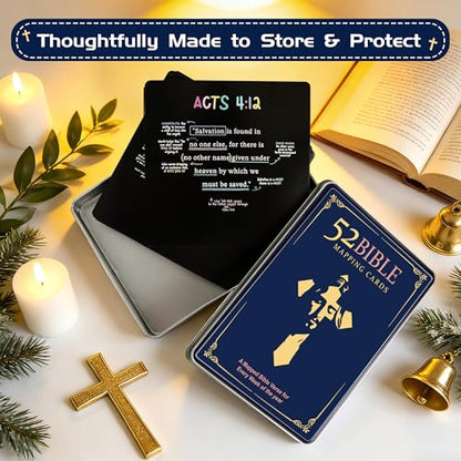 52 Scripture Cards with Bible Verses - Scripture Memory bible verse cards for Daily Devotions and Memory, Christian Mindset Decks Cards with Storage Box, Christian Bible Gifts for Men, Women, Family and Friends