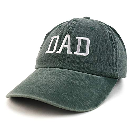 Trendy Apparel Shop Dad Embroidered Pigment Dyed Low Profile Cotton Cap - color: Dark Green