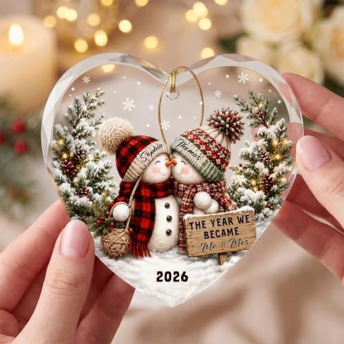 Personalized Engagement Photo Glass Ornament, Engaged Couples Photo Gift, Wedding Ornament, for Couple - color: Ds 05