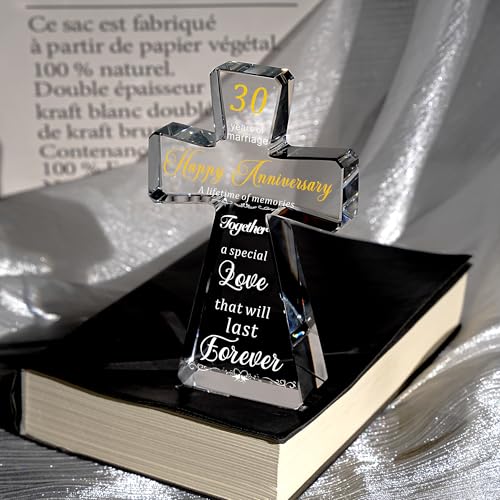 JOASURA 30th Wedding Anniversary Crystal Cross Gifts for Couple - style: 30th