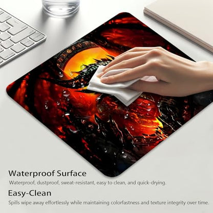Abstract Dragon of Flames Shadows Mouse Pad, Fantasy Art Durable Desk Mat - color: Color_DE0019XX
