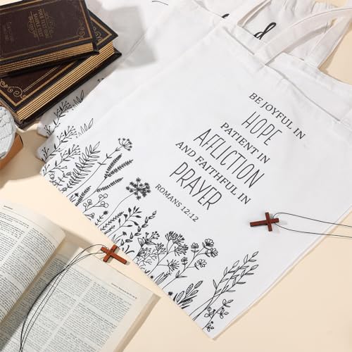 Aliceset Bible Verse Tote Bags, Canvas Floral Church Gift - style: Classic