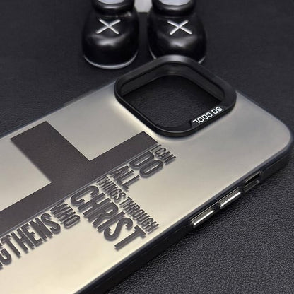 I Can Do All Things Through Christ Phone Case Compatible with iPhone 13, Bible Verse Christian Religious Cross Philippians 4:13 Cross Case, Black - size: iPhone 13