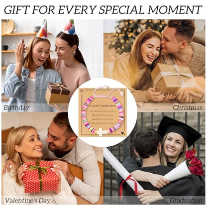 Cute Cross Bracelet Teen Girl Gifts Trendy Stuff Christian Gifts for Kids/Girls/Boys/Teens/Women Jewelry Colorful Jesus Bracelets Christmas Religious Communion Baptism Confirmation Gifts - color: 2-Always Remember