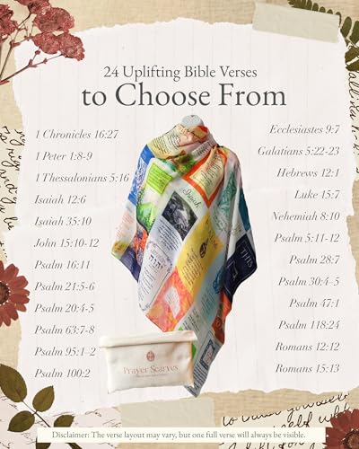 Joy Scripture Prayer Scarf for Women | Classic Shawl Christian Wrap, 24 Uplifting Bible Verses | Encouraging Christian Gift - color: Scarf W/ Canvas Bag (35x70")