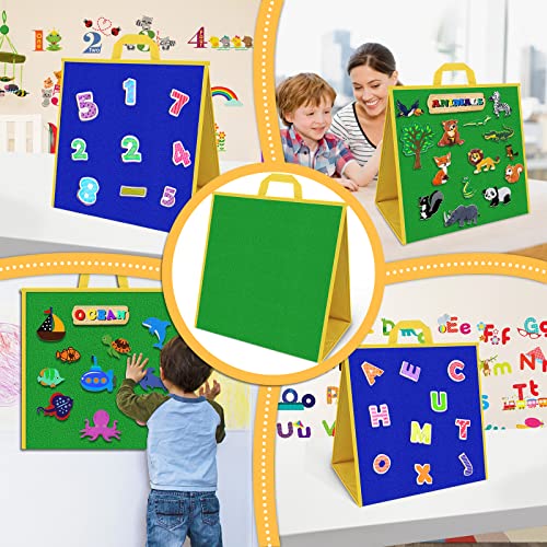 AKAYOK Large Felt Board, 17"x17" Felt Board for Toddlers, Flannel Board for Interactive Storytelling, Visual Schedule & Learning Activities - color: 17" X 17"-double-sided-blue & Green