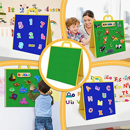 AKAYOK Large Felt Board, 17"x17" Felt Board for Toddlers, Flannel Board for Interactive Storytelling, Visual Schedule & Learning Activities - color: 17" X 17"-double-sided-blue & Green