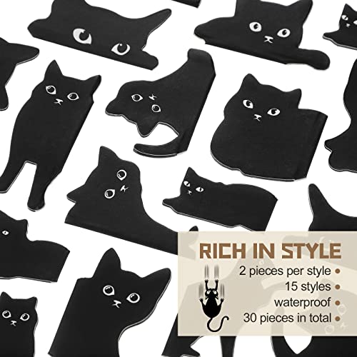 Teling 30 Pieces Black Cat Magnetic Bookmarks Assorted Cute Cat Bookmark Magnetic Book Page Clips Kawaii Animal Page Markers for Book Lovers Gifts Office Home Supplies, 15 Styles - style: Black Cat