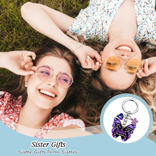 OEHEDOU Butterfly Gifts Keychain For Women Men Family Members Memorial Gift - color: Black and Purple