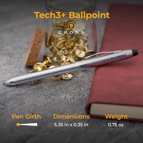 Cross Tech3+ Personalized Multifunction Pen in Lustrous Chrome with Stylus - color: Lustrous Chrome