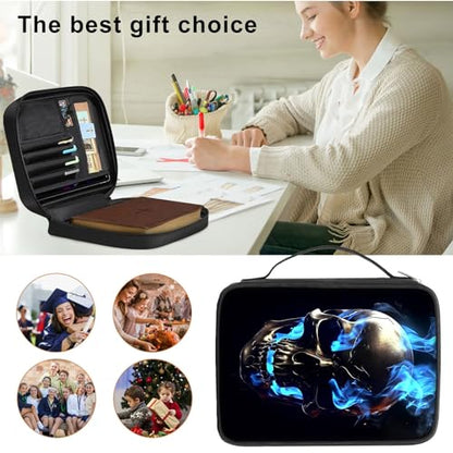 Bible Cover for Women Kids, Bible Carrying Case Church Bag Bible Protective with Zippered Back Pocket, Gift for Adults Lady Women Men, Fire Skull - color: Fire Skull