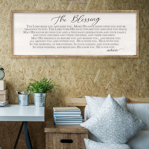 RLWangChao The Blessing Wall Art 32x12 Inch Wood - color: The Lord Bless You And Keep You (Wood), size: 32"L x 12"W