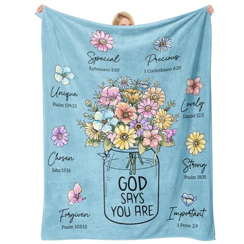 Christian Birthday Gifts for Women, Light blue Christian Blanket 60''x 50'' - color: Cyan, size: 60"x50"
