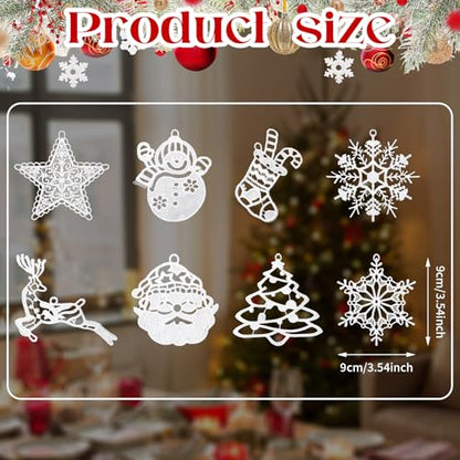 Lunmon 48 Pcs Crocheted Ornaments for Christmas Tree, 8 Styles, White - style: Mixed Christmas