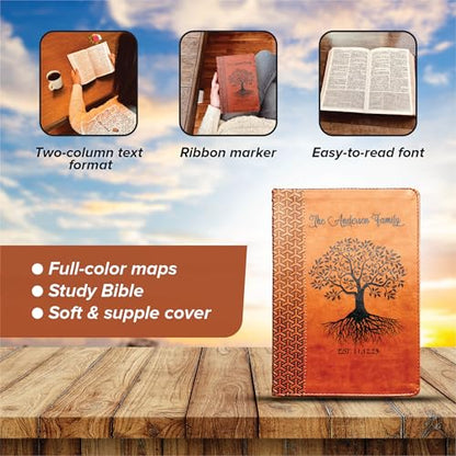 STARKENBURG COMPANY Personalized KJV Family Tree Study Bible, Custom Engraved Bible, Wedding Gifts, Christian Gifts