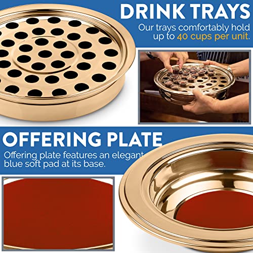 (Offering Plate Red) Premium Gold Stainless Steel Offering Plates for Church | Offering Trays | Church Collection Plate | Church Offering Plates - color: Offering Plate Red
