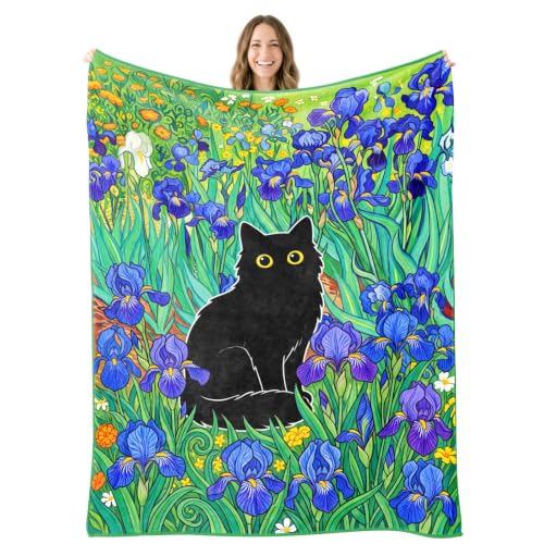 Black Cat Throw Blanket Birthday Gifts for Cat Lover Women Girls - color: Tk009, size: 60"x50"