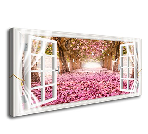 Cao Gen Decor Art-AH40150 Wall Art Trees and Pink Rose Paintings Printed Pictures Stretched and Framed Canvas Paintings Ready to Hang for Home Decorations Wall Decor - color: Pink, size: 40"L x 20"W