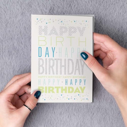 Canopy Street Masterpiece Glitter Birthday Cards / 6 Birthday Cards With Lime Envelopes/Gold And Silver Glitter Accents / 4 5/8" x 6 1/4" Folded Greeting Cards With Inside Verse / 2 Modern Designs - color: Glitter