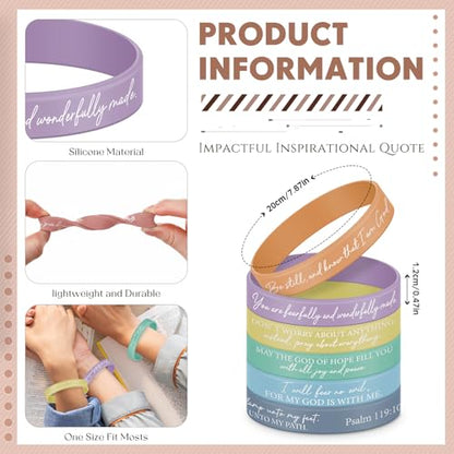 Ecation 72 Pcs Bible Verse Christian Bracelets Silicone,Macarons - color: Macarons