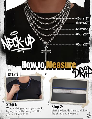 sailimue Stainless Steel Byzantine Cross Necklace for Men 22-30 inch - color: Black, size: 24 in=61 cm