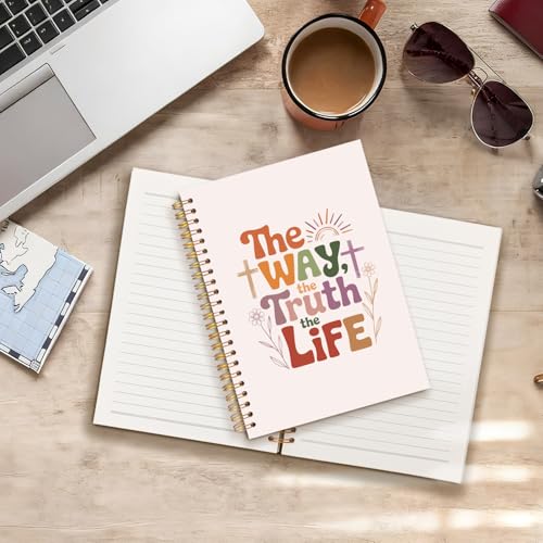 Boho Christian Jesus Notebook Journal, Christian Gifts for Women Faith, Religious Scripture Prayer Spiral Hardcover Notebook Journal for School Office Work, 5.5x8.3 Inch - color: The Way, The Truth, The Life