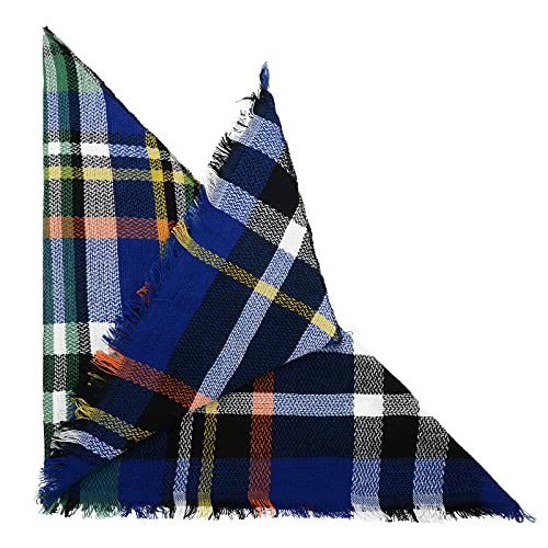 American Trends Scarfs for Women Winter Triangle Scarf Classic Plaid Warm Scarf Soft Scarves Knitted Wrap Shawl - color: Triangle Striped Blue & Black & White