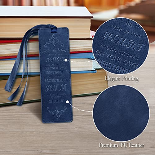 FINPAC Leather Bible Bookmarks, Bible Verse Book Markers - color: Turquoise + Navy