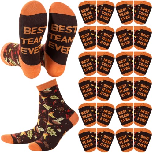 Glitopper 12 Pairs Best Team Ever Gift Socks Bulk - color: Autumn Gold, style: Team
