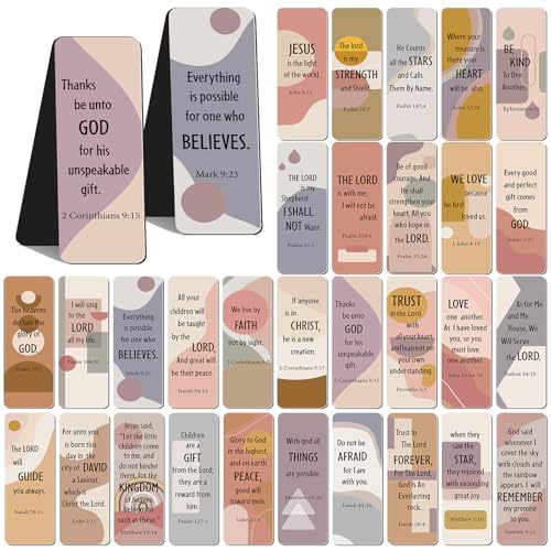 Chinco 30 Pcs Magnetic Bookmarks Christian Bookmarks Bulk Bible Verse Inspirational Scripture Page Clips for Women, Childrens, Kids, Teachers, Mothers Day, Church Supplies, School Gifts (Boho)