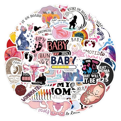 55 Pcs Pregnancy Graffiti Stickers, Non-Toxic Easy Peel & Stick Maternity Decor Stickers for Journal, Baby Shower, DIY Scrapbook, Maternity Photo Props (Pregnancy) - color: Pregnancy