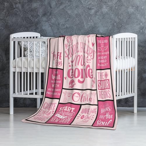 Personalized Baby Blanket with Name - Christian Gift for Plush Baptism Swaddle, Scripture Quote, Bible Verse for Newborn Girls - Birthday, Christmas, Christening, Godchild Gift - color: Design03