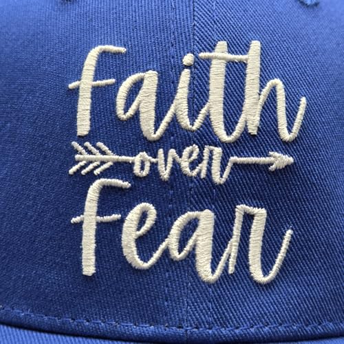 Faith Over Fear Christian Hats, Embroidered Baseball Caps for Adults - color: Royal Blue White