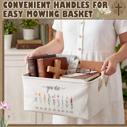 Marsui Christian Gifts for Women Bible Basket for Books, Christian Flower - style: Christian Flower