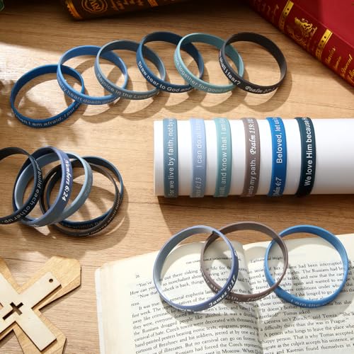 Estune 120 Pcs Bible Verse Bracelets Christian Wristbands, Blue Color - color: Blue Color