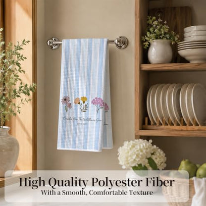 Blue Christian Floral Kitchen Hand Towels 16x24 Inch - color: Blue Floral