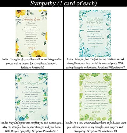 Sympathy Cards ~ No Repeated Designs~ 32 Cards and Designs ~ Christian/Religious Greeting Card Assortment ~ Scripture in every card ~ Envelopes Included