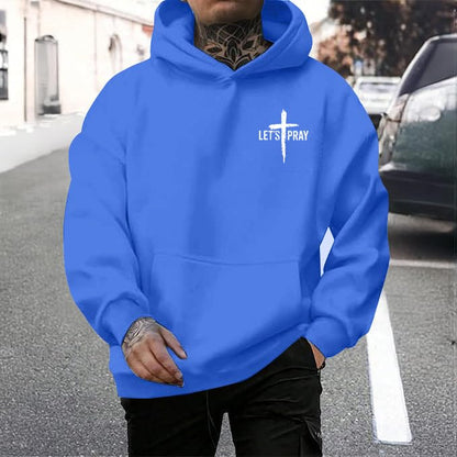Christian Hoodies for Men Jesus Cross Casual Tops - color: Blue, size: Large