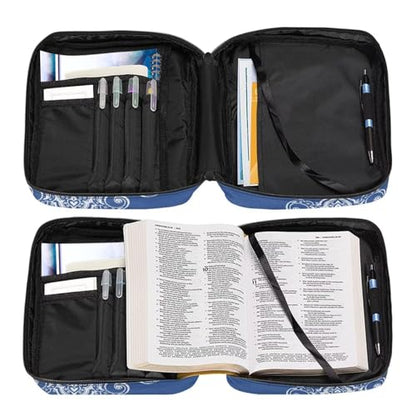 Bible Cover Church Carrying Book Case Polyester Bible Protective with Pen Slots and Zippered Pocket Customizable - color: Boho Elephant