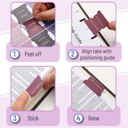 Mr. Pen- Bible Tabs, 75 Tabs, Berry Bloom, Gold Foil Embossed Lettering - color: Berry Bloom
