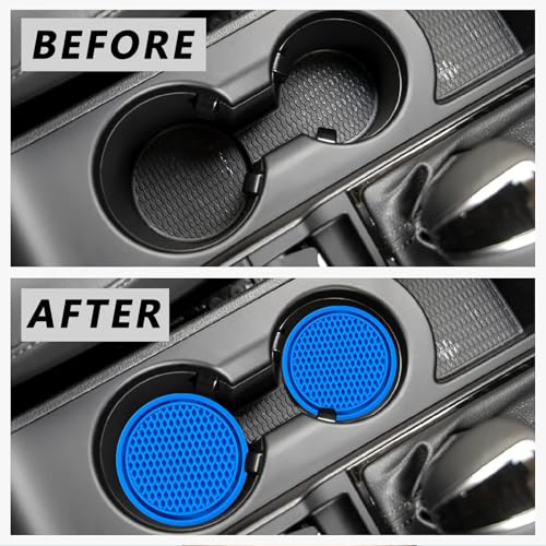 ZSDY Car Cup Coaster, 4PCS Universal Auto Non-Slip Cup Holder Embedded in Ornaments Silicone Coaster, Car Interior Accessories Sets, Blue - color: Blue