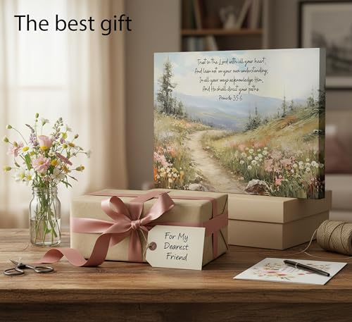 YOXORDQ Bible Verses Proverbs 3：5-6 Canvas Wall Art,24x16in - color: Scripture Flower, size: 24"L x 16"W