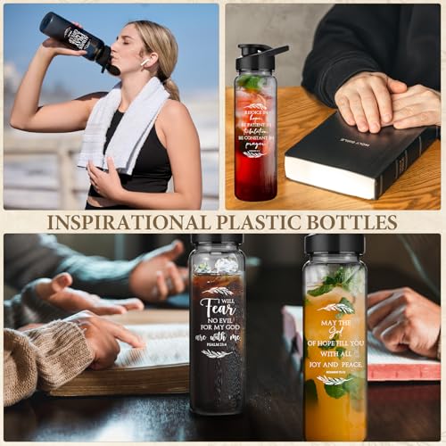 Skylety 10 Pcs Church Gifts Bulk Water Bottle Religious Inspirational Bible Verse Plastic Leak Proof 24 oz Bottles for Church Sunday School Teacher(Bible) - style: Bible