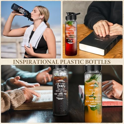 Skylety 10 Pcs Church Gifts Bulk Water Bottle Religious Inspirational Bible Verse Plastic Leak Proof 24 oz Bottles for Church Sunday School Teacher(Bible) - style: Bible